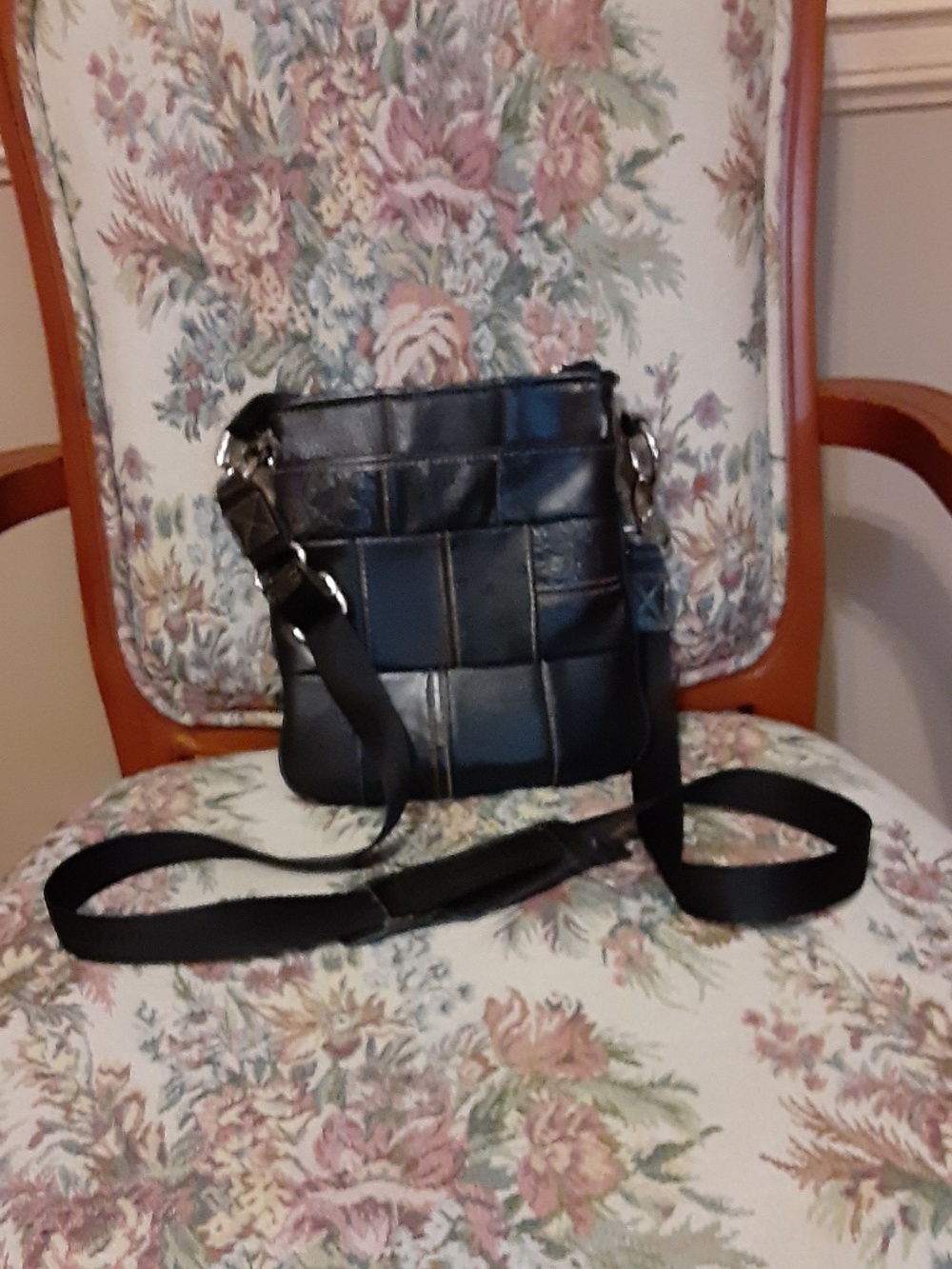 Coach Hampton Black Leather Patchwork Crossbody Bag